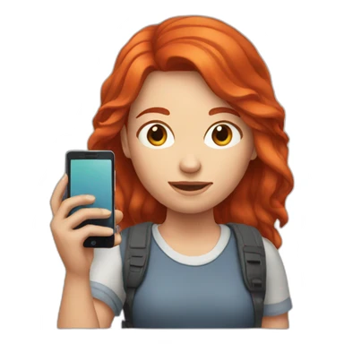 Red Hair girl with Smartphone  sticker