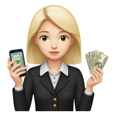 Celular mano de una chica mirando poco dinero sticker