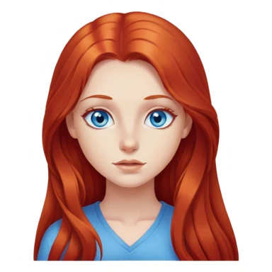 Girl with long red hair and blue eyes  sticker