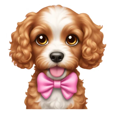 Cavapoo puppy with a pink bow on each ear sticker
