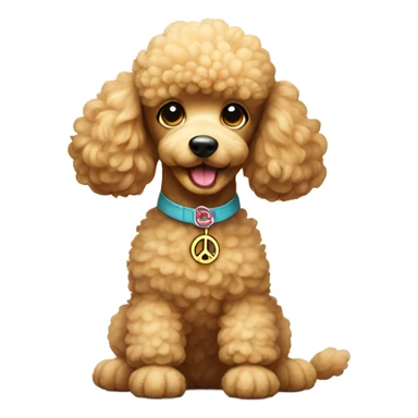 Mini poodle giving the peace sign sticker