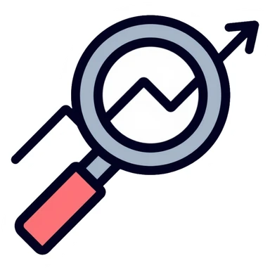 simple magnifying glass over a descending chart line sticker