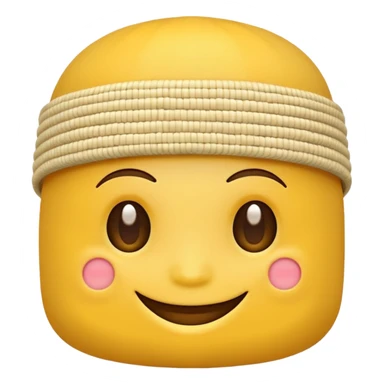 Kufi hat on smiling yellow emoji sticker