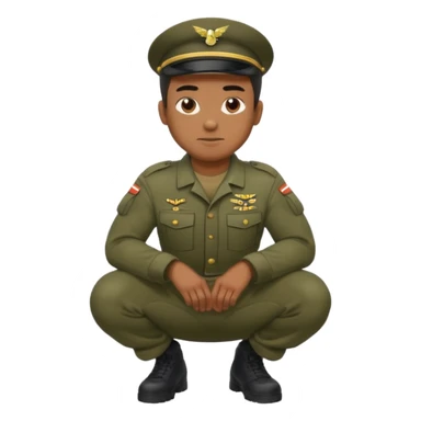 A black man squatting wearing army attire sticker