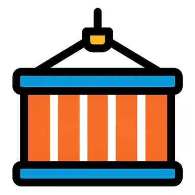 colored icon of a shipping container representing goods sticker