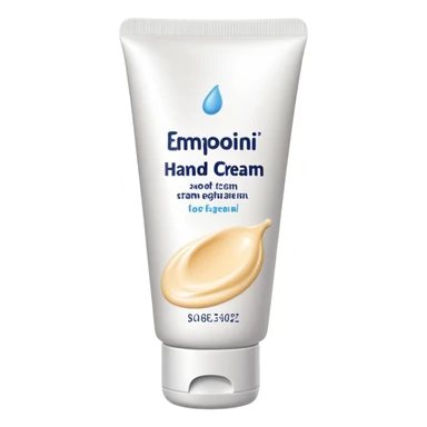 used tube of hand cream, slightly squeezed, cap off, some cream visible sticker