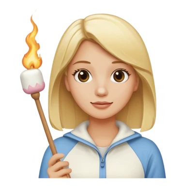 blonde woman holding marshmallow stick sticker
