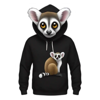 lemur-hoodie-black sticker