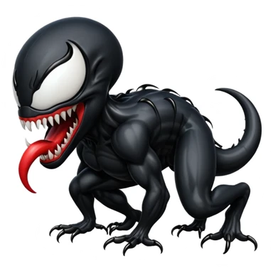 Venom crawling, clean black body, no logos or markings, normal Apple emoji style sticker