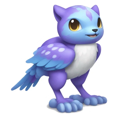 Cute cool purple white blue animal hybrid Fakemon full body sticker