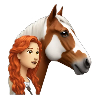 Horse with spots next to a red-haired woman sticker
