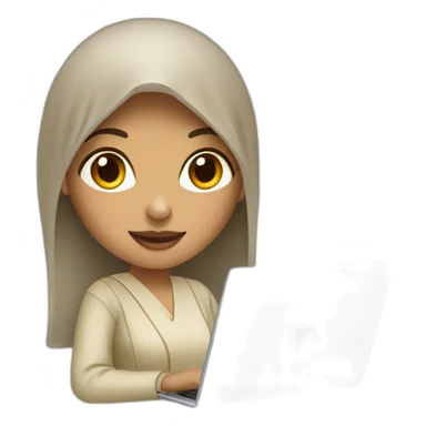 IT light skin arabic women holding laptop sticker