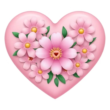 Pink flower heart  sticker