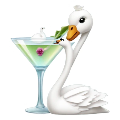 A martini with a swan wearing a bow sticker