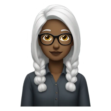 white haired girl with glasses sticker