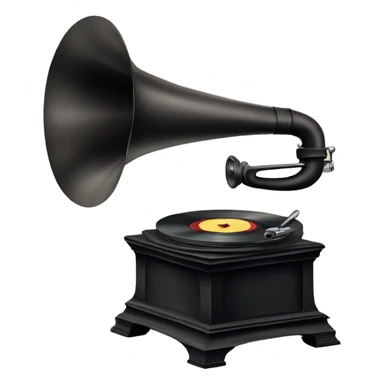 vintage gramophone with stack of vinyl records sticker