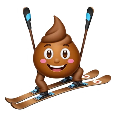 Poop emoji on skis sticker