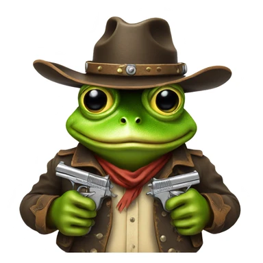 western cowboy frog with guns as hands sticker