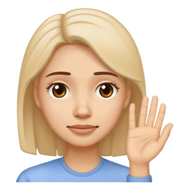 Woman propping up her tired face with hand, with a little smile sticker