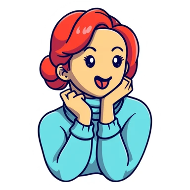 lady putting arms around neck with tongue out  sticker