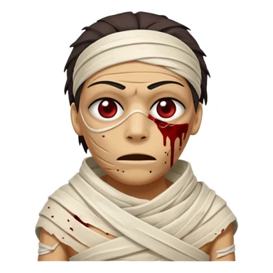 halloween mummy with blood stains semi-covered eyes sticker