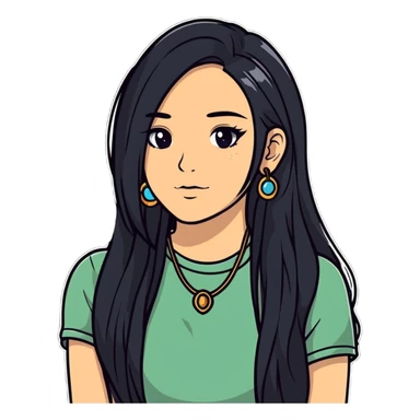 Schwarz haarige Frau lange haare Piercings  sticker