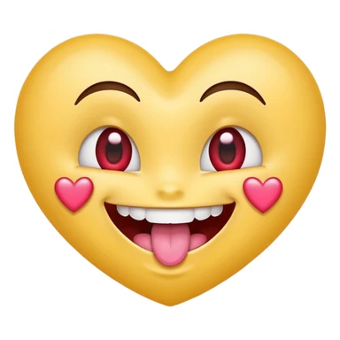 "Perfect smiling face with heart-eyes emoji 😍, classic yellow skin tone, bright open U-shaped smile showing white teeth and pink tongue tip, two large glossy red cartoon heart-shaped eyes with sparkling highlights  sticker