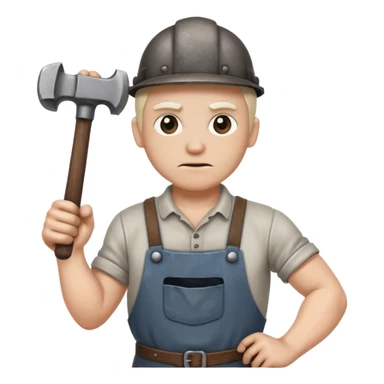 dirty blacksmith white racoon holding hammer sticker