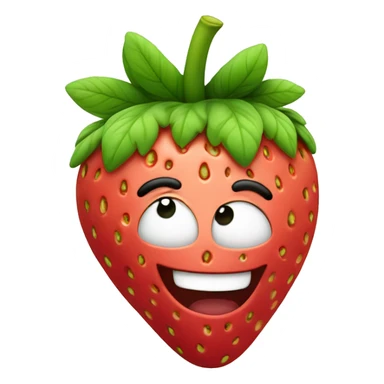 a happy strawberry with weed leaf hair in the style of 1950s cartoon sticker