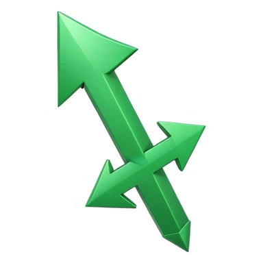 iOS-style 3D emoji: glossy green arrow pointing upward. sticker