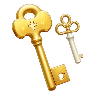 Radiant vitamin K2 appearing as a bright golden key next to a bone that glows with a magical light. The key and bone are connected by shimmering particles, showing how K2 unlocks bone strength and health. sticker