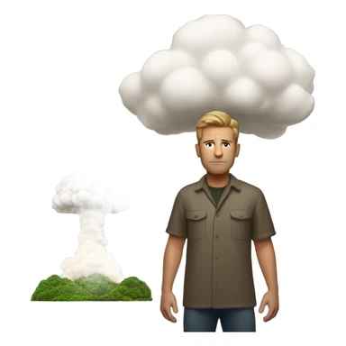 Guy with mushroom cloud explosion sticker
