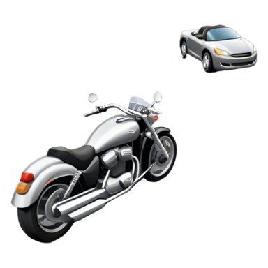 An icon showing a motorcycle and a car speeding through a winding road, with the car’s sleek silhouette blending into the curve of the road while the motorcycle zips past. The scene should capture the thrill of the ride, the freedom of the open road. transparent background. sticker