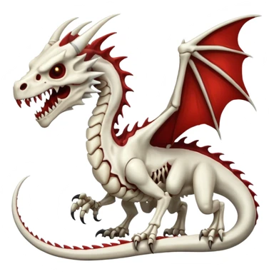  White skeletal skeleton bone dragon with some blood sticker