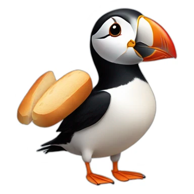 Puffin with baguette sticker