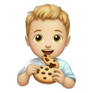 Baby boy eating a cookie sticker