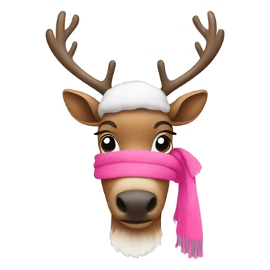 Reindeer that has a pink scarf sticker