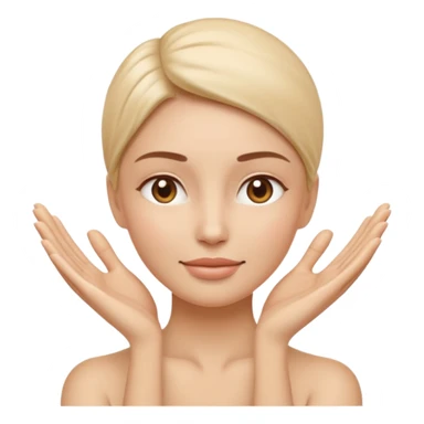 Minimal wellness-style emoji showing skin tightening, a hand gently lifting and supporting facial skin upward, subtle lifting gesture, smooth contours, natural and calm look, non-medical, non-cosmetic, no makeup, no injections, no surgery, clean, modern, trustworthy wellness aesthetic sticker