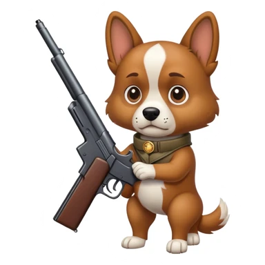 A dog with a gun sticker