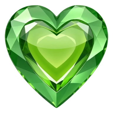 green heart made o gemstone with sharp outlines and shiny the color is more like lime sticker