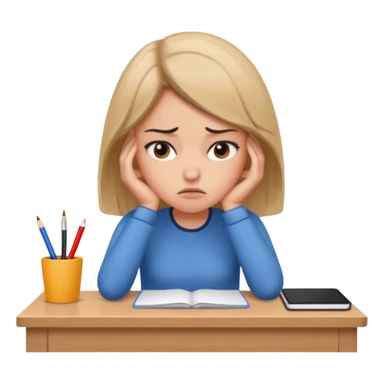 annoyed girl with head on desk sticker