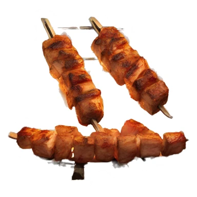 A TUKISH KEBAB MEAT SPIT COOKING IN A WOOD FIRE sticker