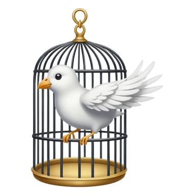 open cage with a flying bird sticker