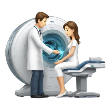 Posh-Radiologist-performing-breast-mri-to-woman sticker