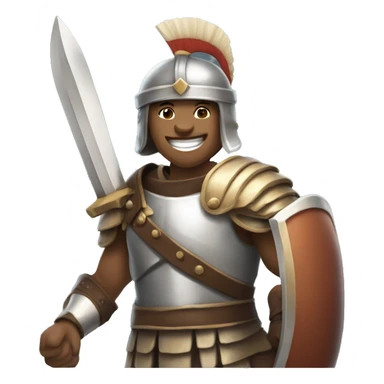 A gladiator in light armor and a helmet, extending a scroll as if offering a gift, with a friendly and relaxed smile.

 sticker