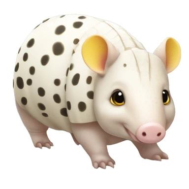White chubby armadillo pig with yellow and black spots and cute tiny eyes sticker