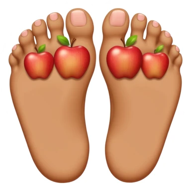 two cartoon feet, facing forward, simple apple emoji style sticker