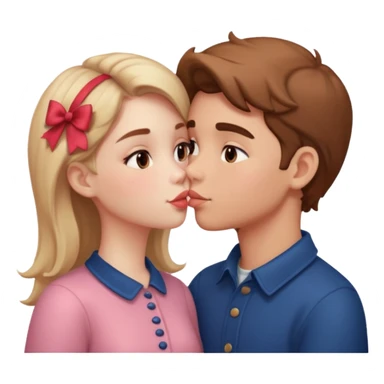 French kiss fair boy and girl sticker