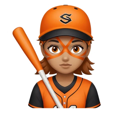 Softball player orange eyeblack color, black with orange stripe jersey sticker