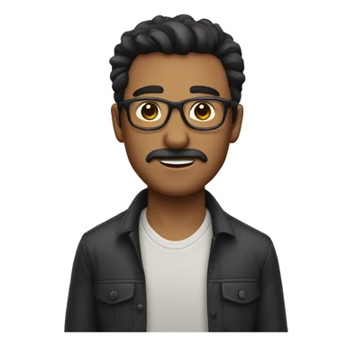 dark hair dark eye man with short mustache wearing glasses sticker